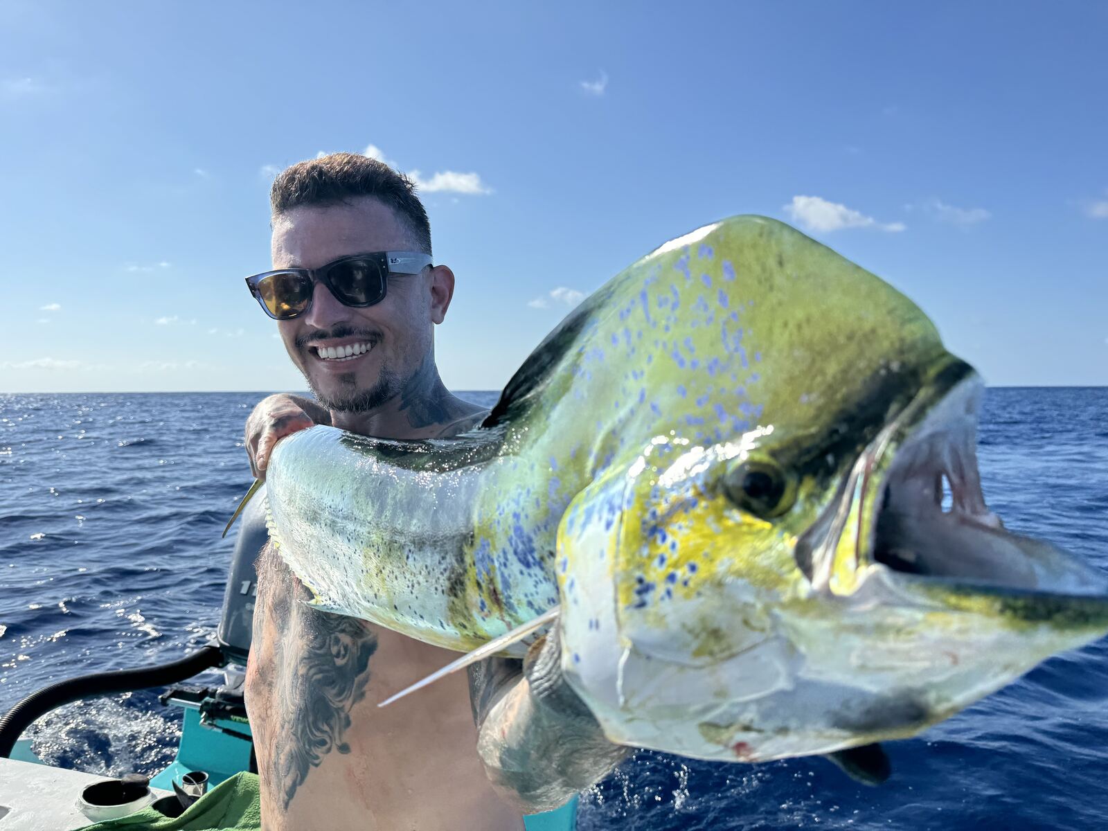 Freshly caught mahi-mahi offshore